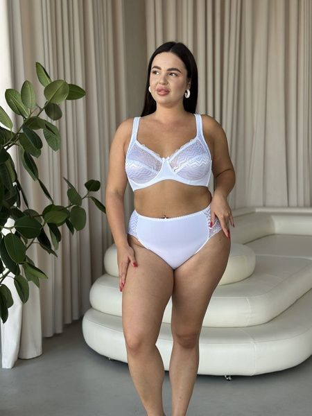 Базовий білий комплект білизни PLUS SIZE мереживний DO107(білий)-90С фото