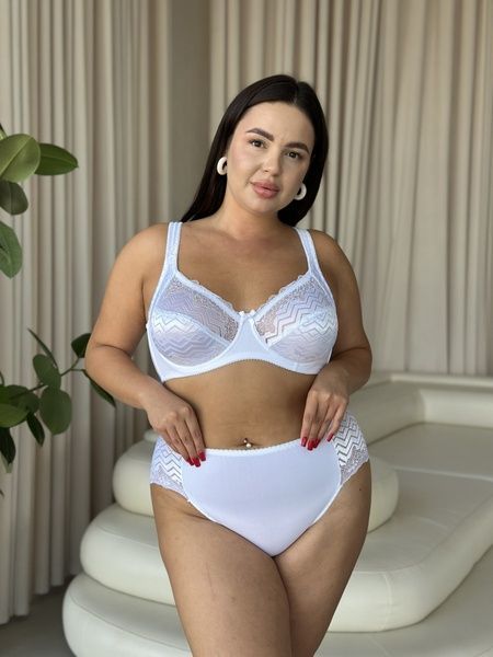 Базовий білий комплект білизни PLUS SIZE мереживний DO107(білий)-90С фото