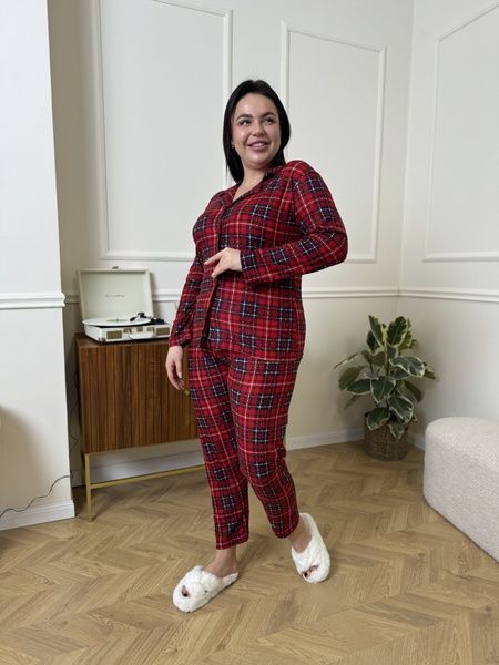 Новорічна затишна піжама PLUS SIZE в червону клітинку DO5950-2XL фото