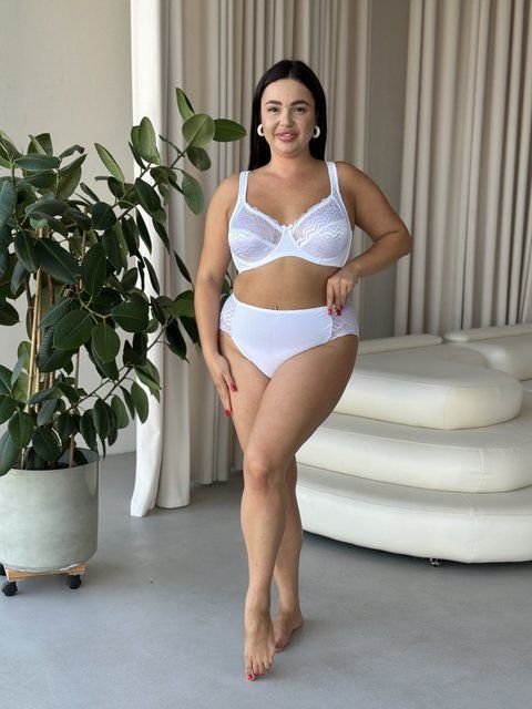 Базовий білий комплект білизни PLUS SIZE мереживний DO107(білий)-90С фото
