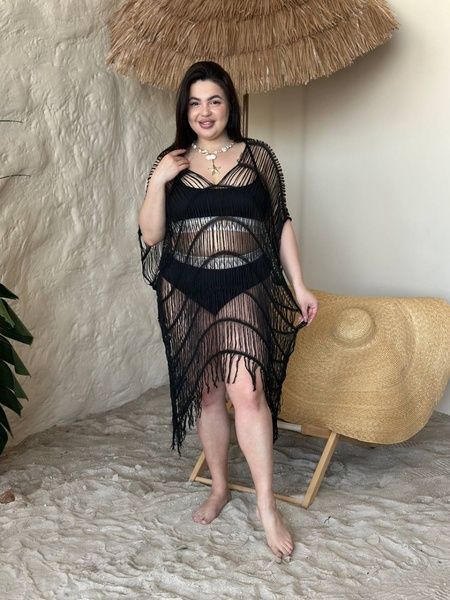 Жіноча чорна пляжна туніка PLUS SIZE SW4036 фото