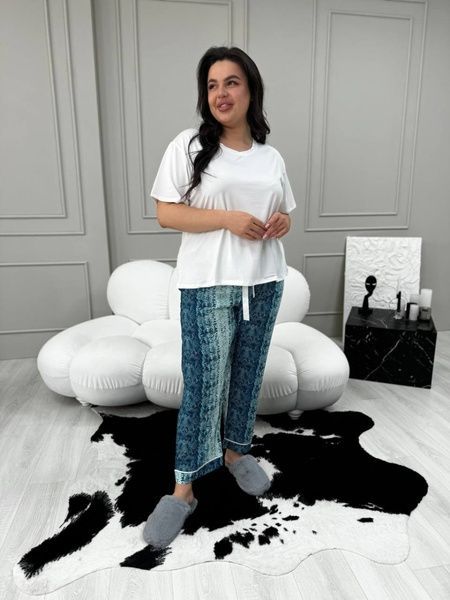 Жіноча піжама костюм для дому з футболкою та штанами PLUS SIZE DO2783-XL фото
