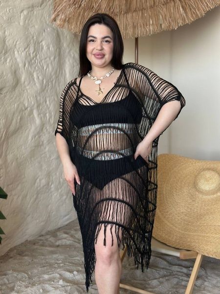 Жіноча чорна пляжна туніка PLUS SIZE SW4036 фото