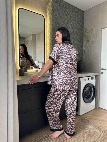 Піжама з леопардовим принтом PLUS SIZE з сорочкою та штанами DO3627-3XL фото