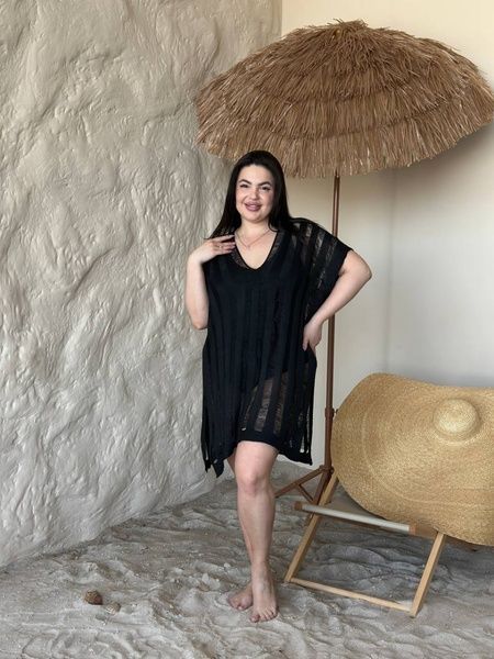 Жіноча чорна пляжна туніка PLUS SIZE SW4038 фото
