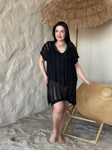 Жіноча чорна пляжна туніка PLUS SIZE SW4038 фото