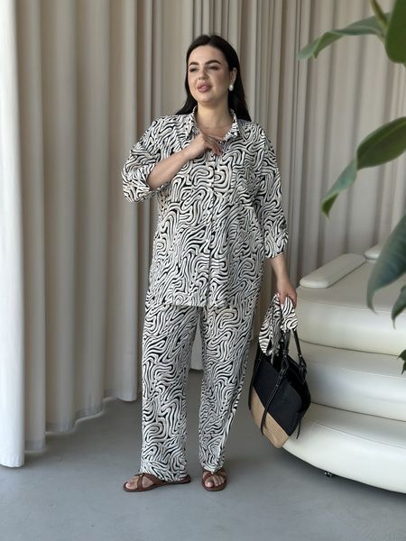 Розкішний костюм штани та сорочка на ґудзиках PLUS SIZE KV2880-L/XL фото