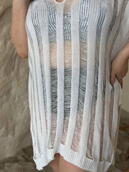 Жіноча біла пляжна туніка PLUS SIZE SW4038/1 фото